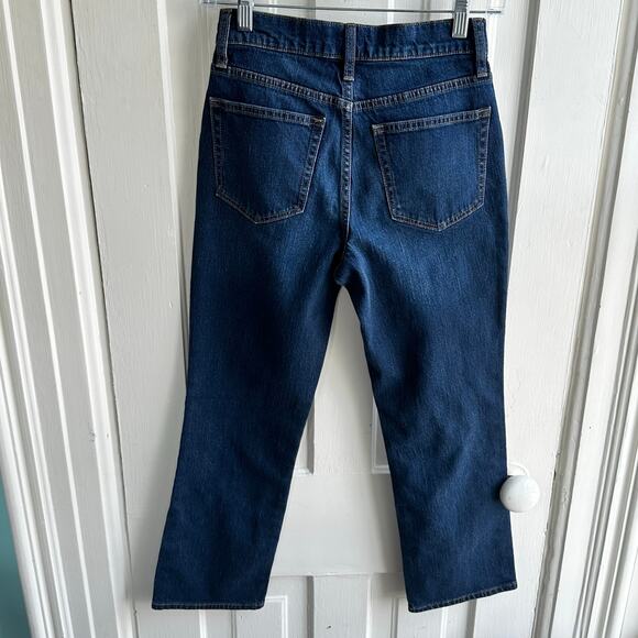 J Crew Mid Rise Flare Crop Jeans Dark Wash - Picture 7 of 10
